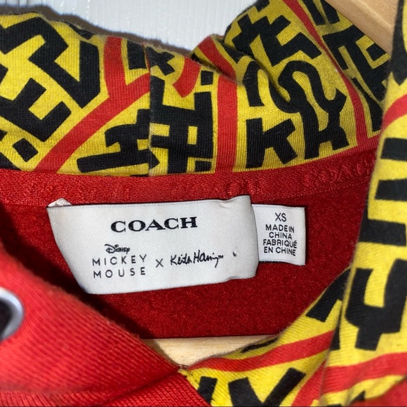 COACH X DISNEY MICKEY MOUSE X KEITH HERING RED HOODIE SIZE XS - Picture 9 of 10